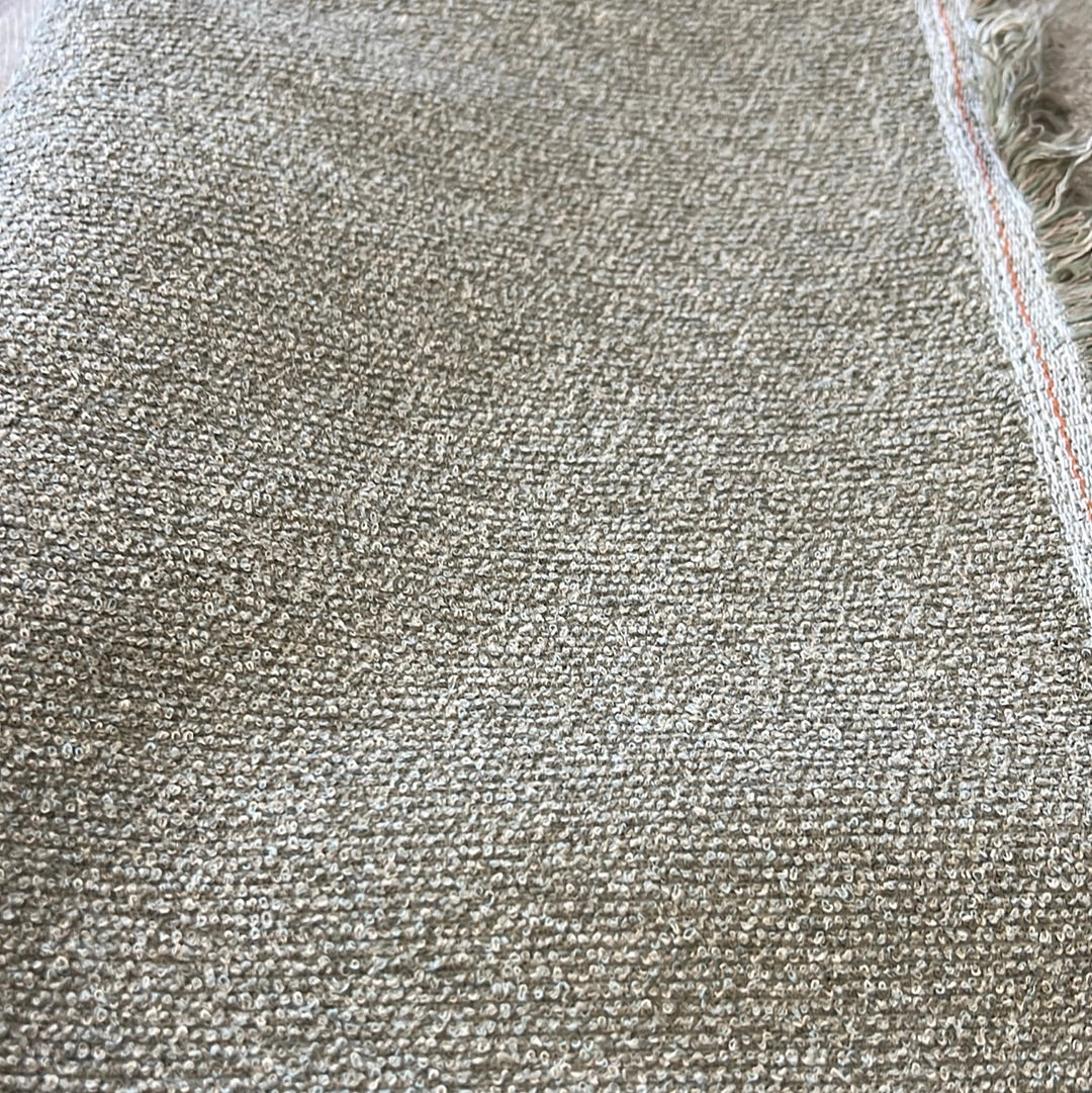 1932 Thicket Moss fabric swatch: Textured taupe upholstery fabric.