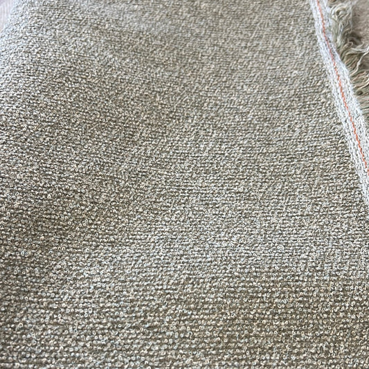 1932 Thicket Moss fabric swatch: Textured taupe upholstery fabric.