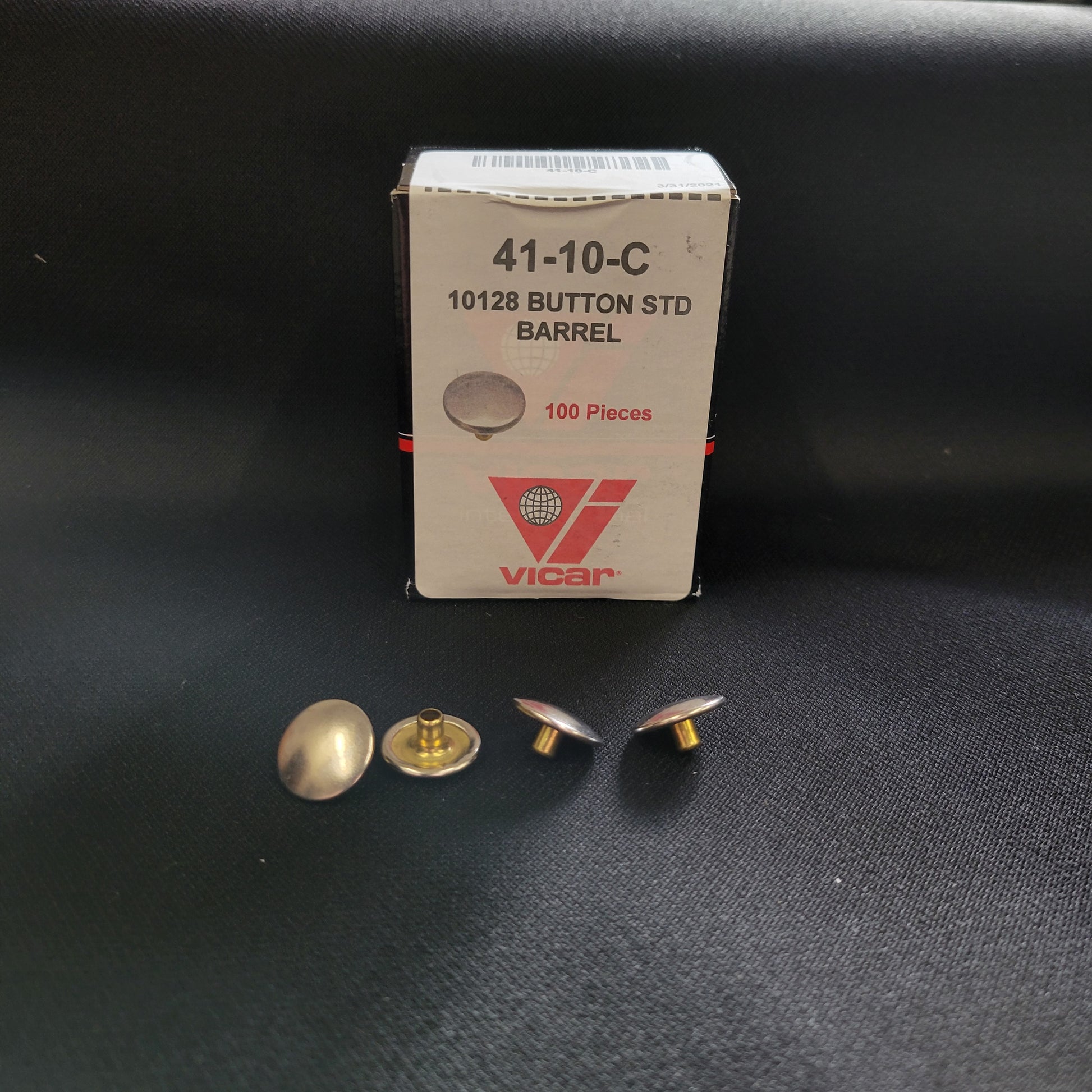 Vicar VL-10128 chrome buttons: 100-piece pack of standard barrel buttons.