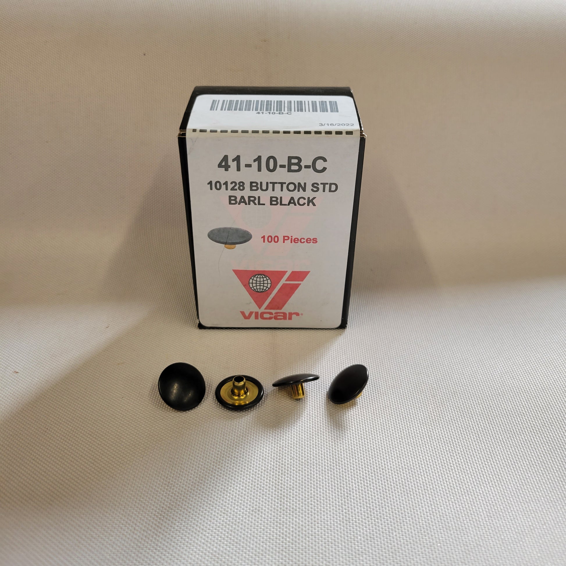 Vicar VL-10128 Military Black Buttons: 100 black buttons with brass shanks, ideal for upholstery.