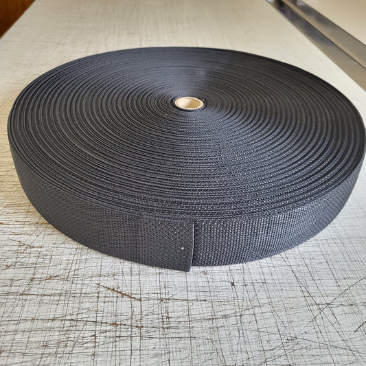 100-yard roll of 2" black poly webbing