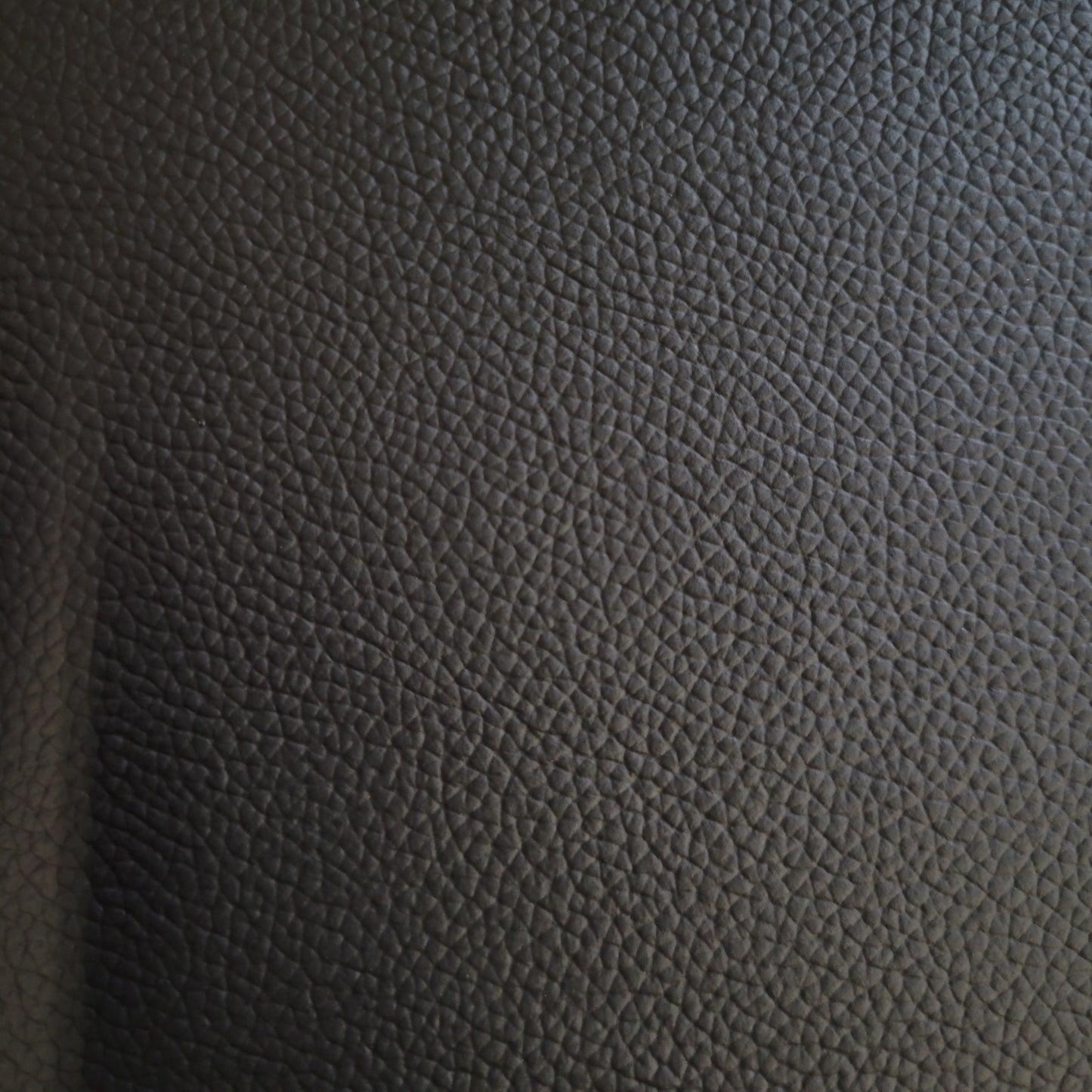 Close-up of dark gray pebbled leather hide.