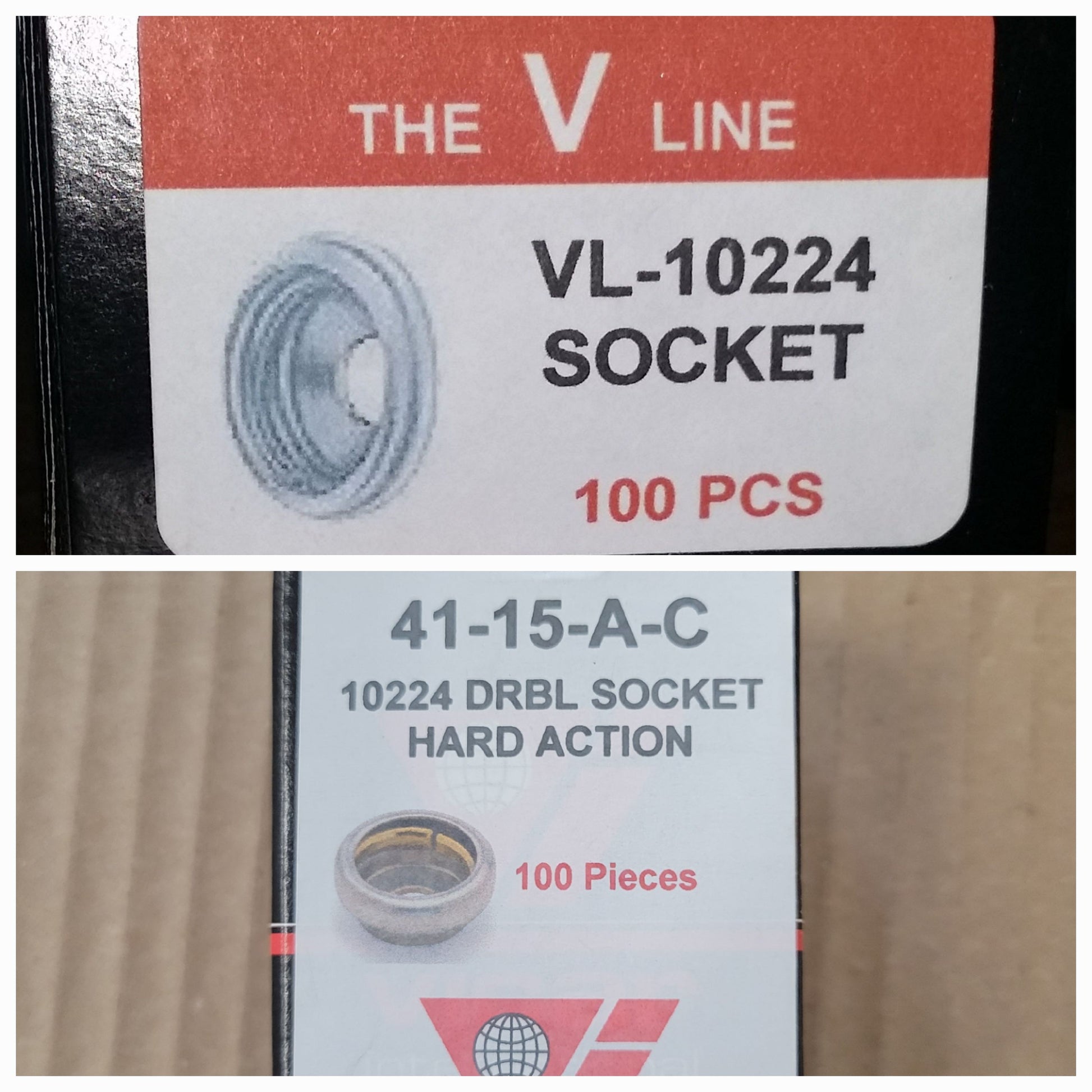 Vicar VL-10224 Snap Socket: 100-piece pack, hard action.