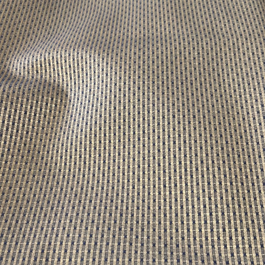 1922 Fab Dani 919 Caraway fabric swatch: Beige and navy micro-check pattern.