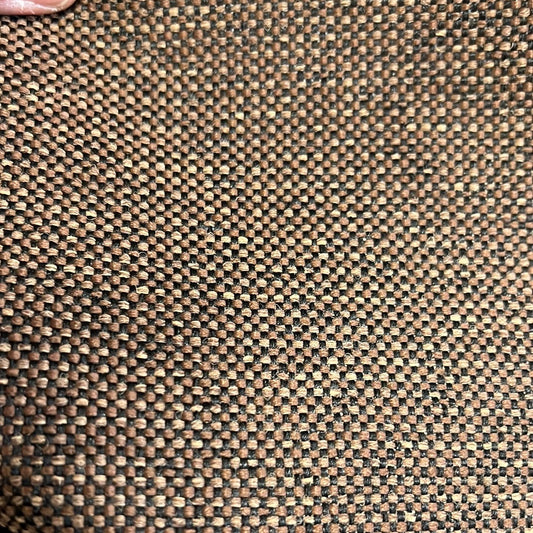 Shire Espresso Tweed Fabric swatch: Brown and tan woven tweed texture.