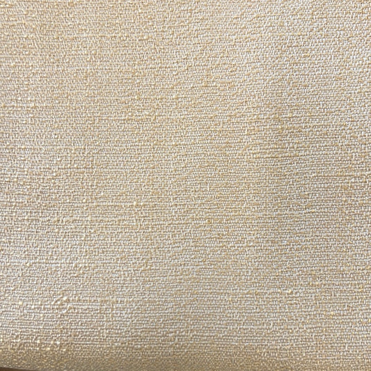1885 Gold 2 fabric swatch: Close-up of beige textured linen upholstery.
