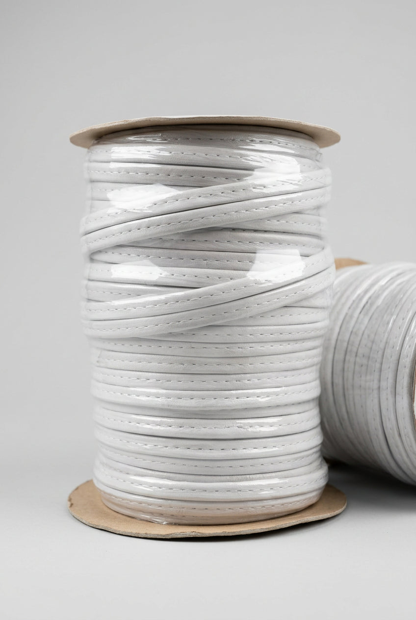 Mist Gray Hidem Welt 25yd rolls, gray vinyl hidem welt trim used to cover staples on upholstery