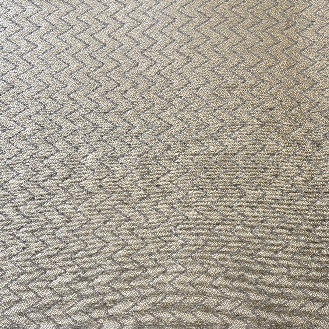 1897 Overcurrent Dijon fabric: Beige textured weave with subtle gray zigzag pattern.