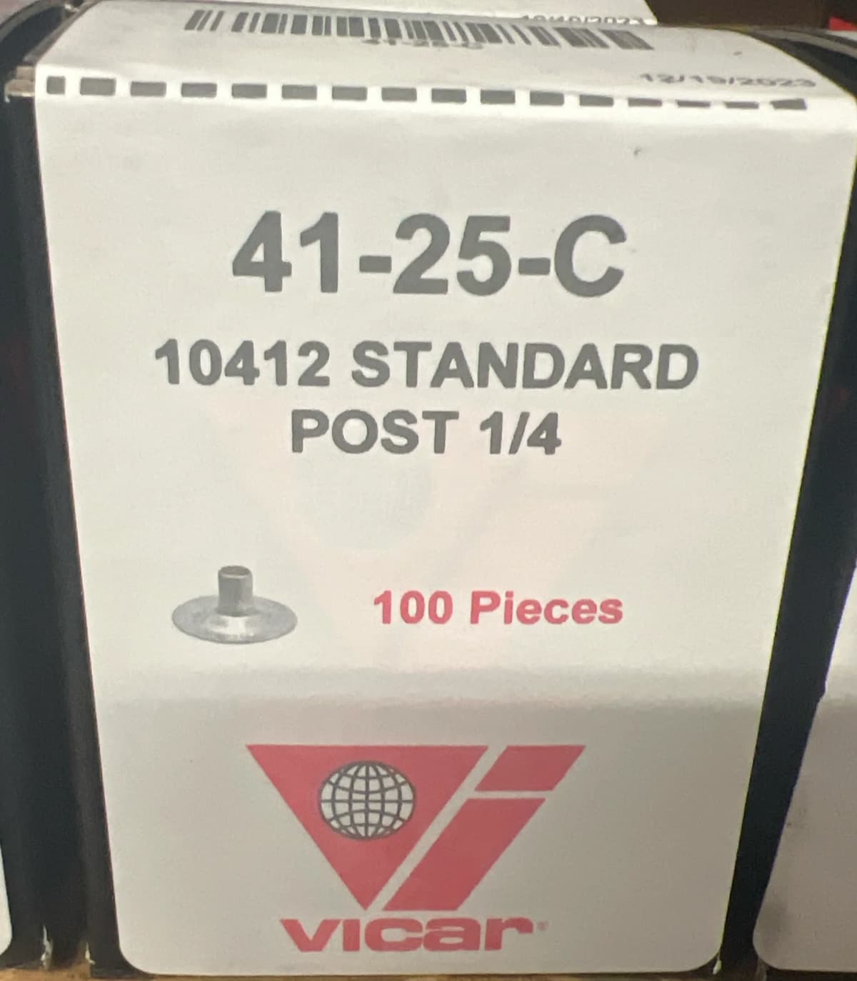 Vicar VL 10412 snap fasteners eyelets: 100 pieces, 1/4" post, 41-25-C.