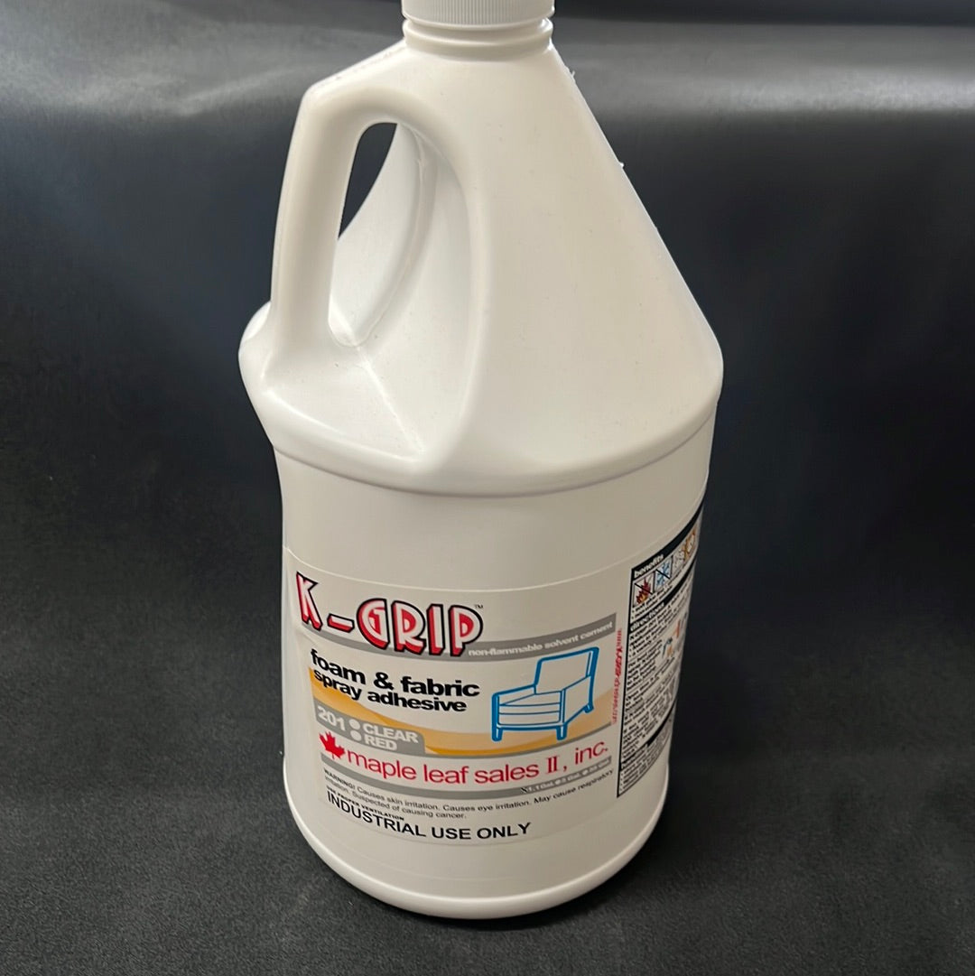 K-Grip 201 Clear foam & fabric spray adhesive, industrial-strength, from Maple Leaf Sales II, Inc.