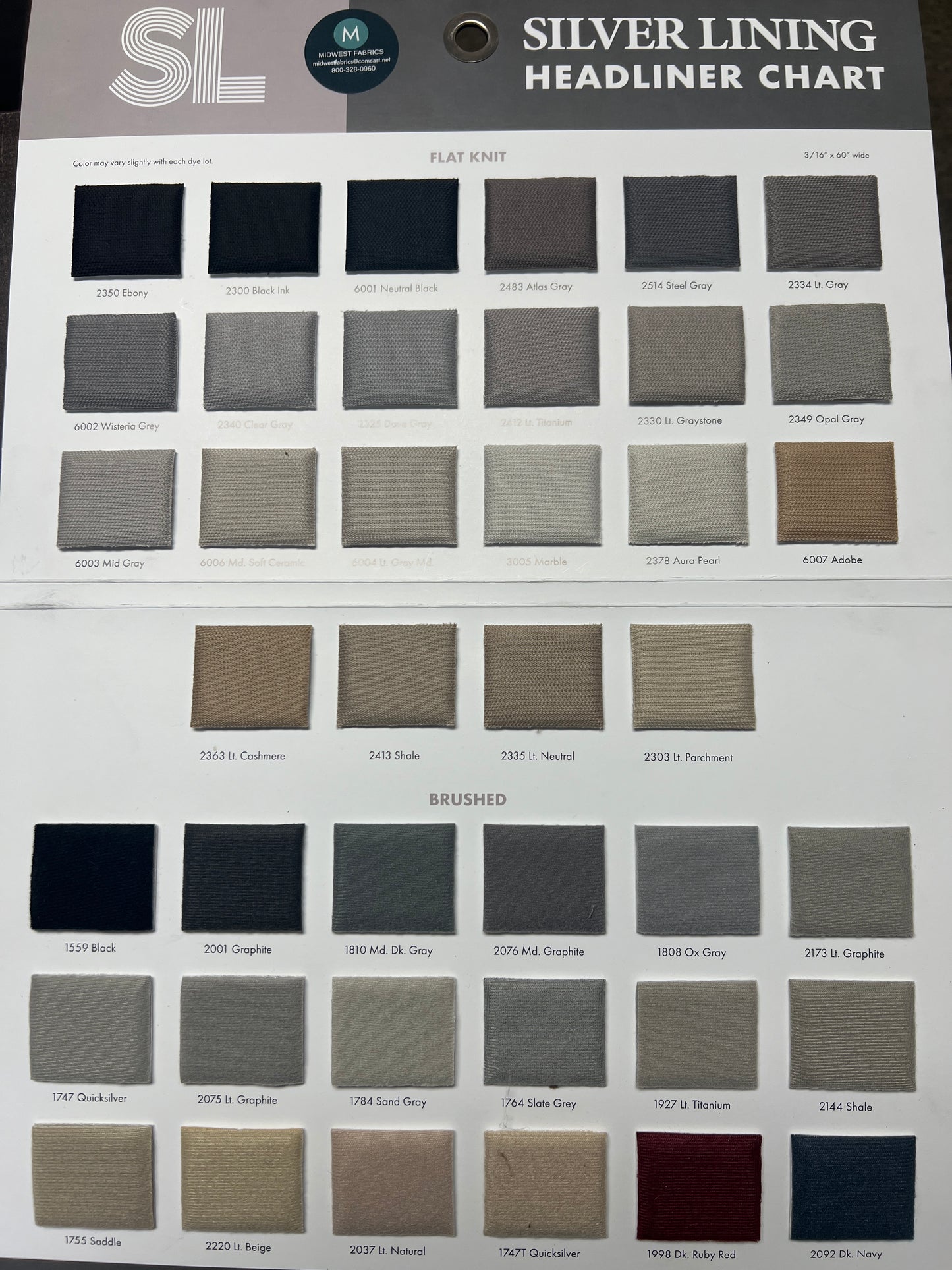 Headliner Sample Card