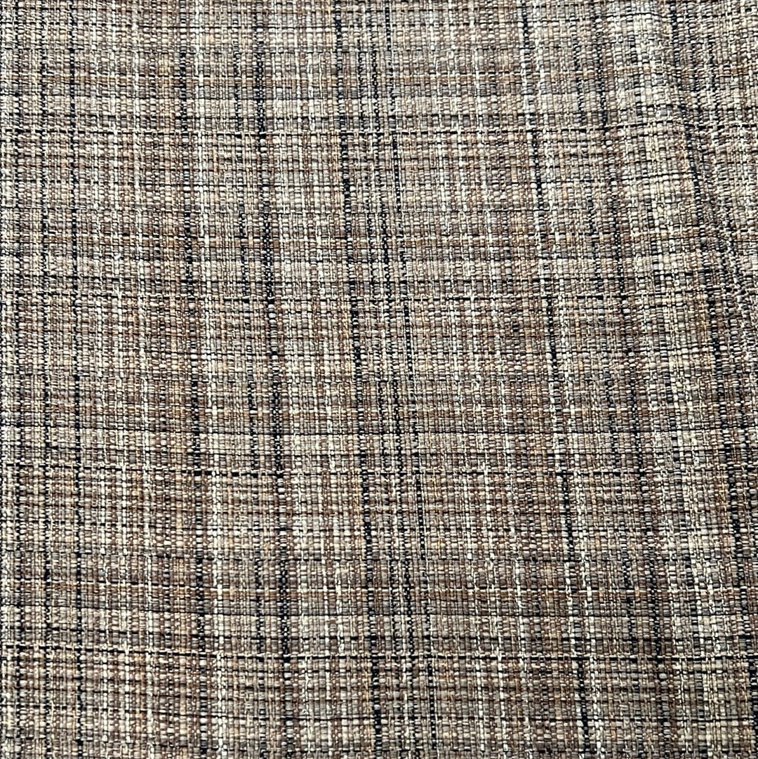1878 Fiddledidee Taupe fabric: Textured taupe upholstery fabric with subtle brown and beige plaid.