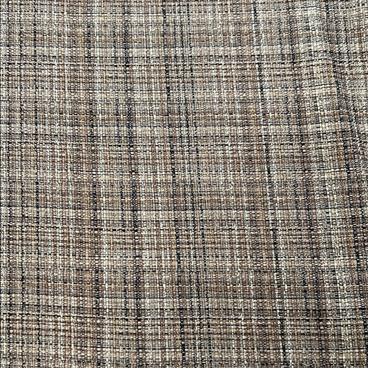 1878 Fiddledidee Taupe fabric: Textured taupe upholstery fabric with subtle brown and beige plaid.