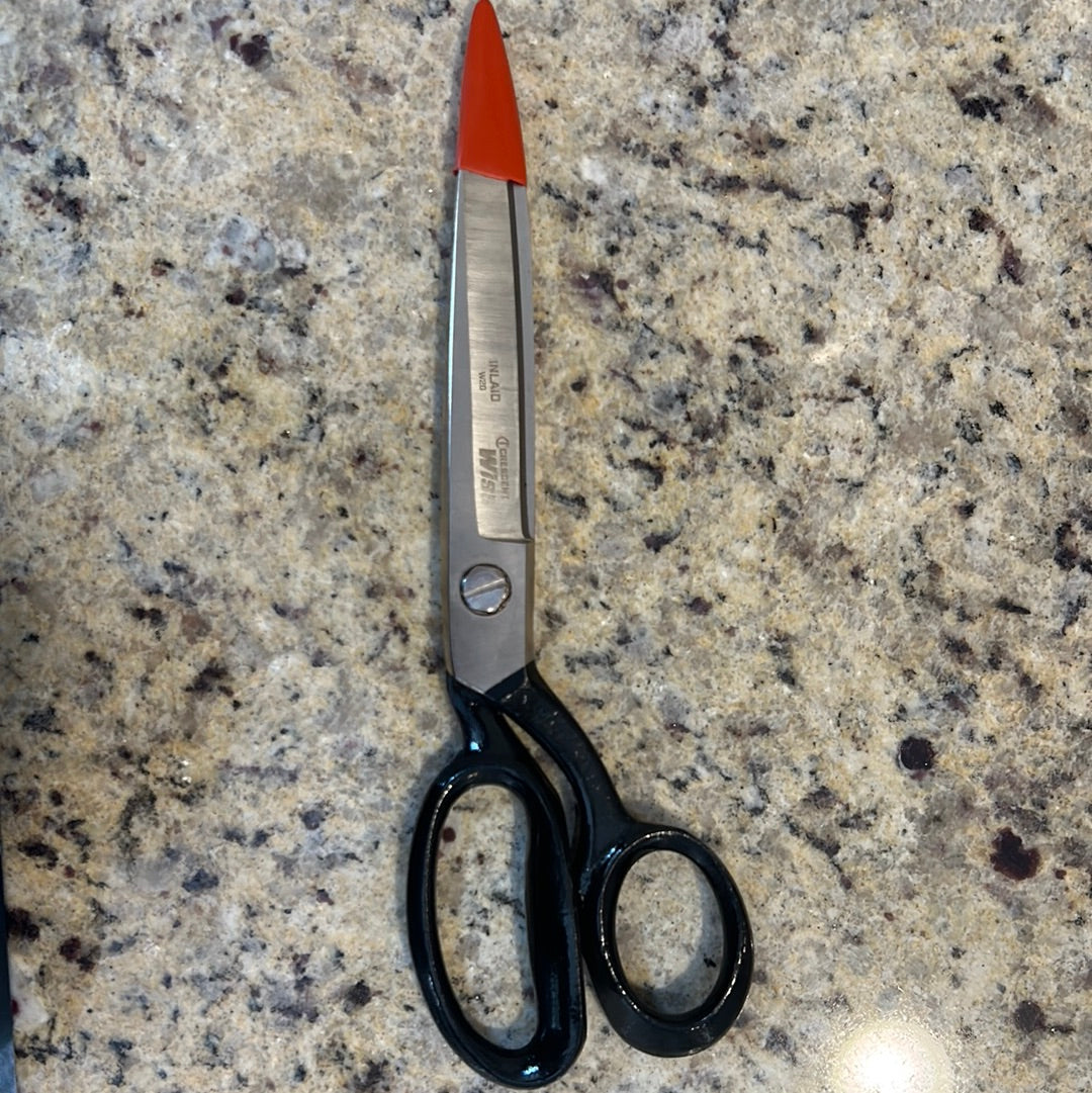 Wiss Inlaid 22 upholstery shears, 12", with black handles and red tip.