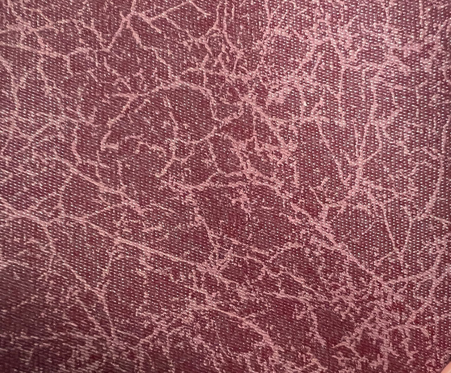 03443 Spradline Renaissance Currant fabric swatch: Deep burgundy with a textured, crackled finish.