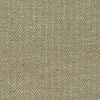 Culp Contract Brouhaha Artichoke fabric swatch: beige herringbone weave with multicolored flecks.