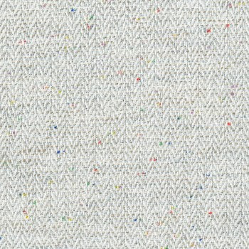 Culp Contract Brouhaha-Ice fabric swatch: off-white herringbone weave with multicolored flecks.