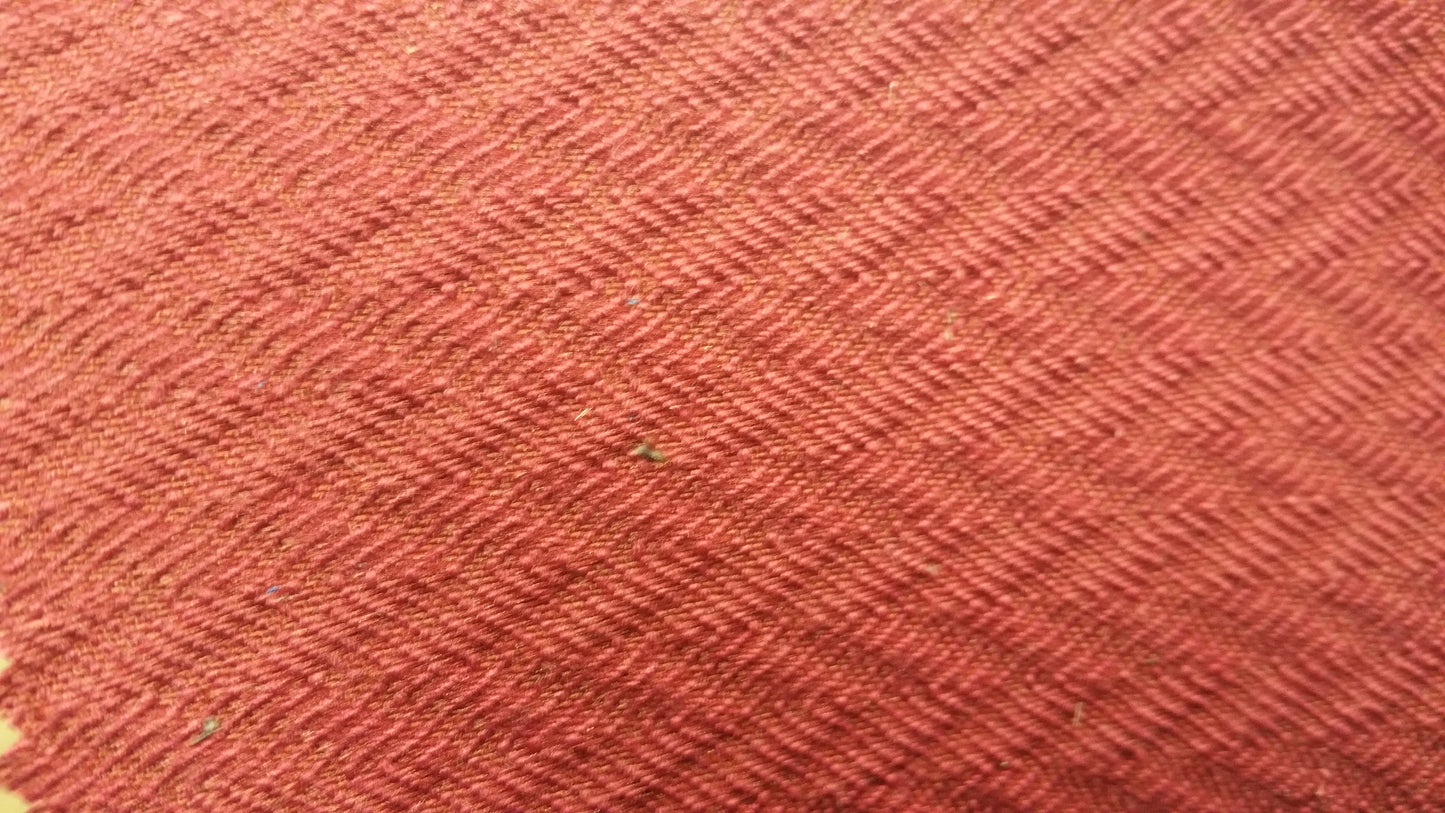 Ring 1113 Burgundy Highway Chatham fabric swatch: Close-up of textured burgundy herringbone weave.