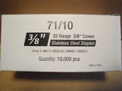 10,000 22 Gauge 3/8" Crown Stainless Steel Staples (71/10)