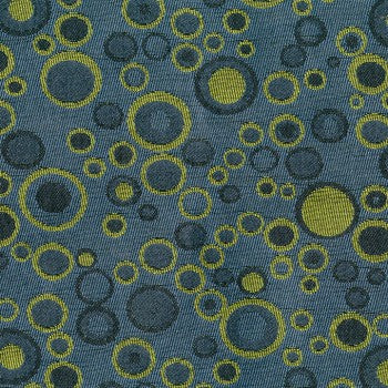 Culp Contract Ion Peacock fabric: textured teal upholstery with olive green circles.