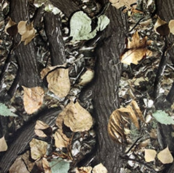 Hidden Creek Autumn Camo Vinyl: realistic fall foliage and branch pattern for hunting or outdoor projects.