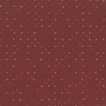 Benday Lipstick fabric: Red textile with subtle light-orange polka dots, perfect for quilting and apparel.