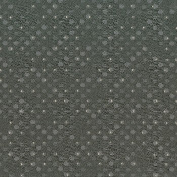Benday Pewter fabric swatch: sophisticated dark gray background with subtle lighter gray textured dots in a chevron pattern.