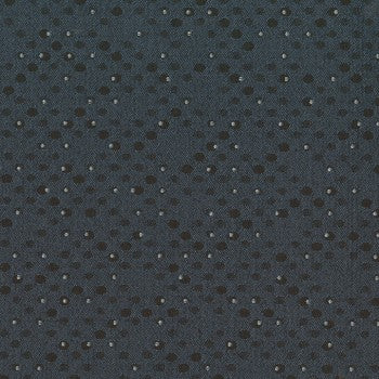 Benday River fabric swatch: dark teal background with a subtle, repeating pattern of dark gray dots.