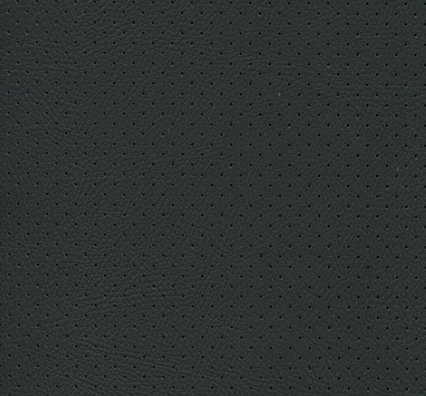 Phantom Black Perforated Vinyl: textured, dark gray vinyl with small, evenly spaced holes.
