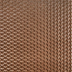 Bronze chainmaille shield with intricate, geometric pattern.