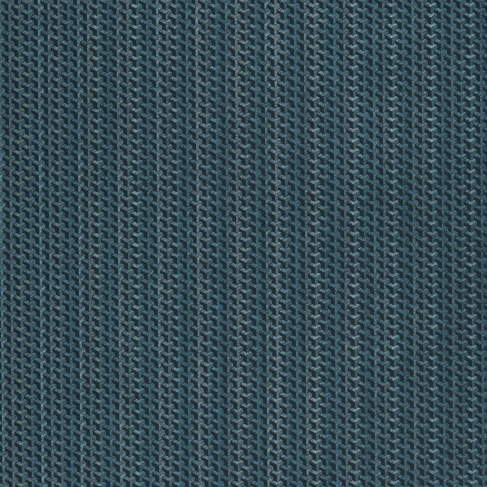 Chainmaille Blue Steel fabric texture: repeating geometric pattern in shades of blue.
