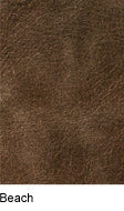 Concrete Beach Premium Leather in Beach color: rich brown, textured leather swatch.