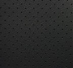 VLST-15P Corinthian Ebony Perforated Vinyl: Black, textured vinyl with small perforations, ideal for upholstery.