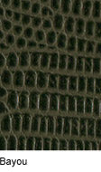 Everglades Bayou Premium Leather: Dark olive green, textured leather with alligator-like pattern.