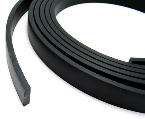 Black rubber front tacking strip for boats and vehicles.
