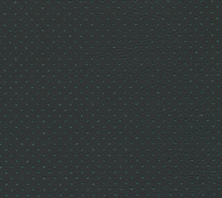 Phantom Green Perforated Vinyl: dark-green textured vinyl with subtle perforations.