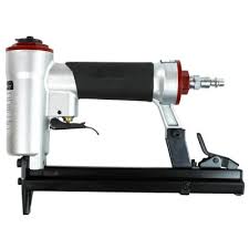 Pneumatic regular nose staple gun for upholstery, construction, and DIY projects.