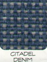 Citadel Denim Tweed Fabric swatch: Durable blue denim tweed with subtle grey accents, ideal for upholstery or apparel.