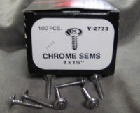 100 pack of 1 1/4" chrome SEMS screws, V-2773