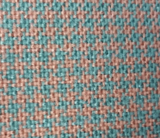 Peach Blue Houndstooth Fabric swatch