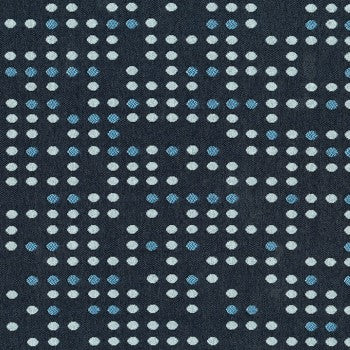 Culp Punch Card Atlantic Contract Fabric: Durable dark navy blue fabric with a subtle light blue and white dotted pattern.