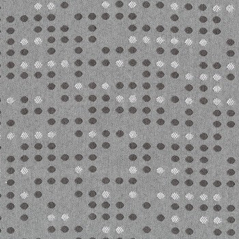 Culp Punch Card Gray fabric swatch: textured gray upholstery with small dark and light gray dots.
