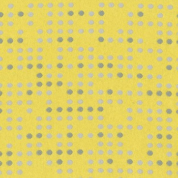 Culp Sunny Contract Fabric: Yellow upholstery fabric with gray dot pattern.