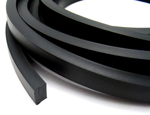Black rubber rear tacking strip for automotive applications.