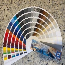 Morbern Marine Vinyl color chart showcasing diverse textures and shades for boat upholstery.