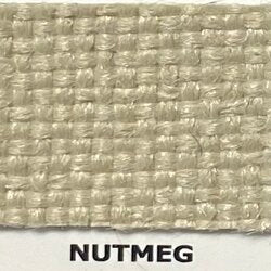 Duramax Nutmeg upholstery fabric swatch: light beige, textured weave.