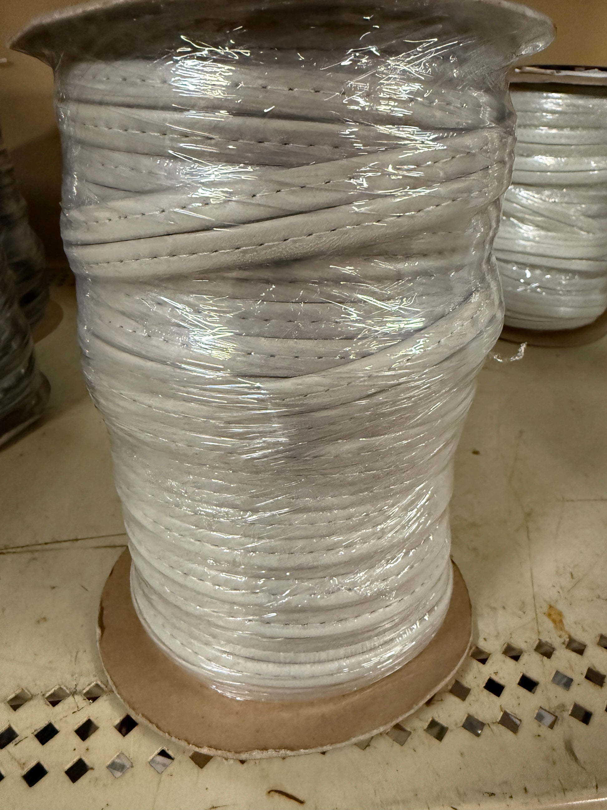 Mist Gray Hidem Welt 25yd rolls, gray vinyl hidem welt trim used to cover staples on upholstery