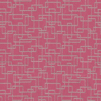 Culp Contract First Dibs Peony fabric: pink textured upholstery with silver geometric pattern.
