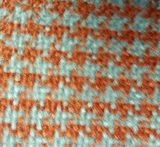 Rust Blue Hounds tooth Fabric